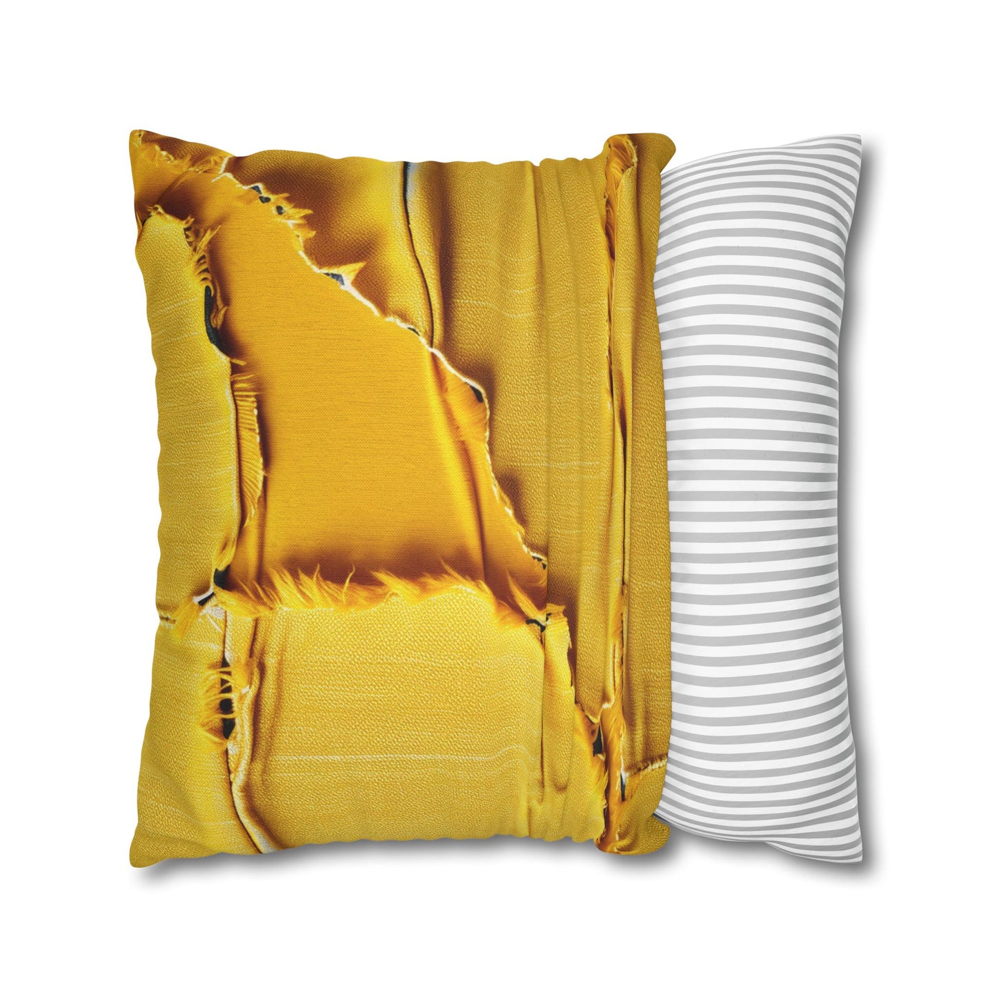 Banana Yellow Lemon: Bold Distressed, Denim-Inspired Fabric - Spun Polyester Square Pillow Case