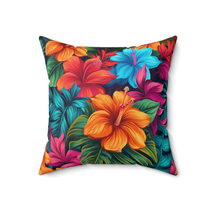 Hawaiian-Inspired Tropical Floral Pattern Design Spun Polyester Square Pillow