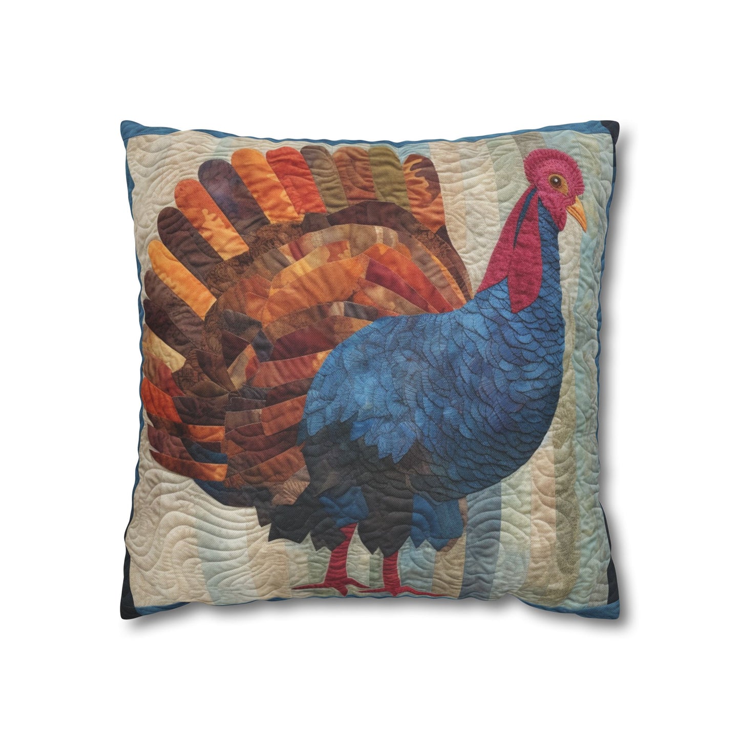 Thanksgiving Harvest Quilt: Festive Turkey Design for Holiday Season - Spun Polyester Square Pillow Case