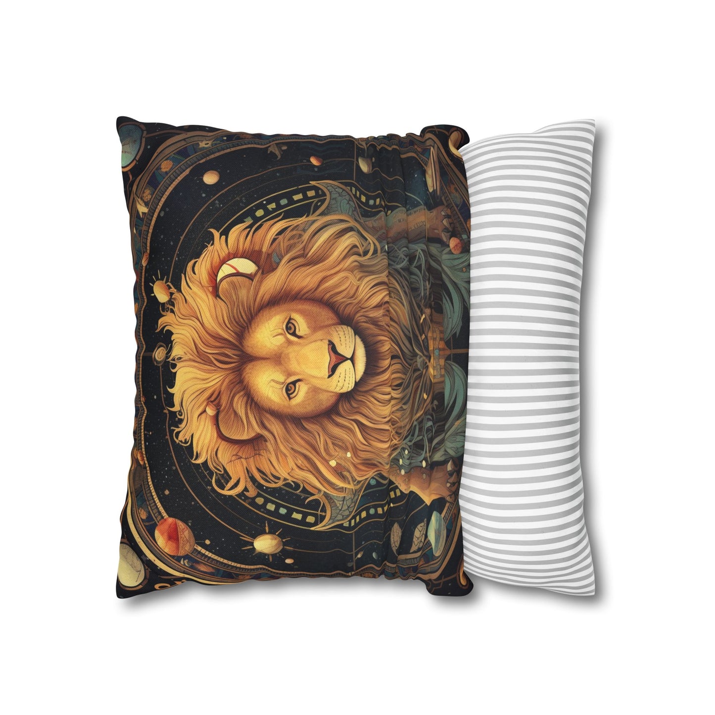 Astrological Leo Sign - Vibrant Cosmic Zodiac Astrology - Spun Polyester Square Pillow Case