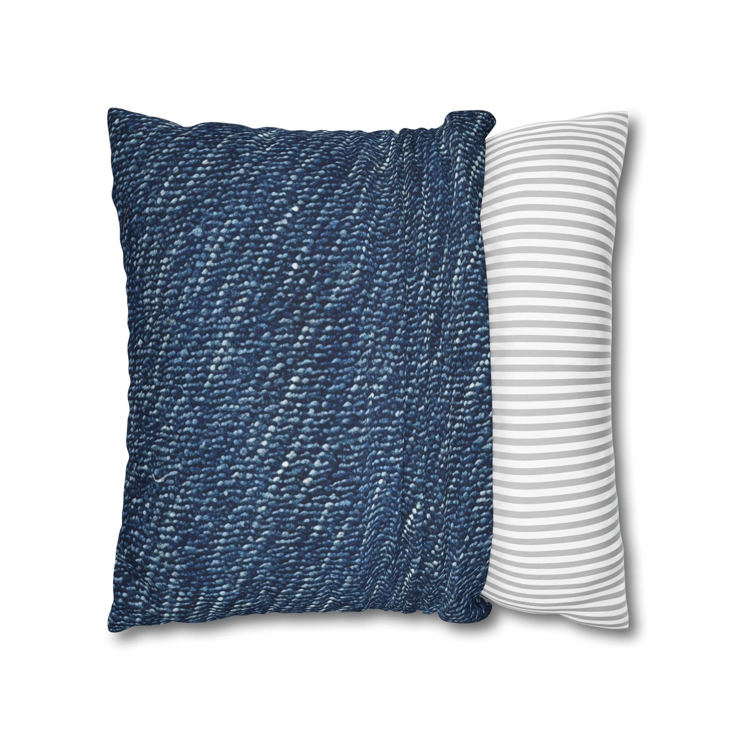 Denim-Inspired Design - Distinct Textured Fabric Pattern - Spun Polyester Square Pillow Case