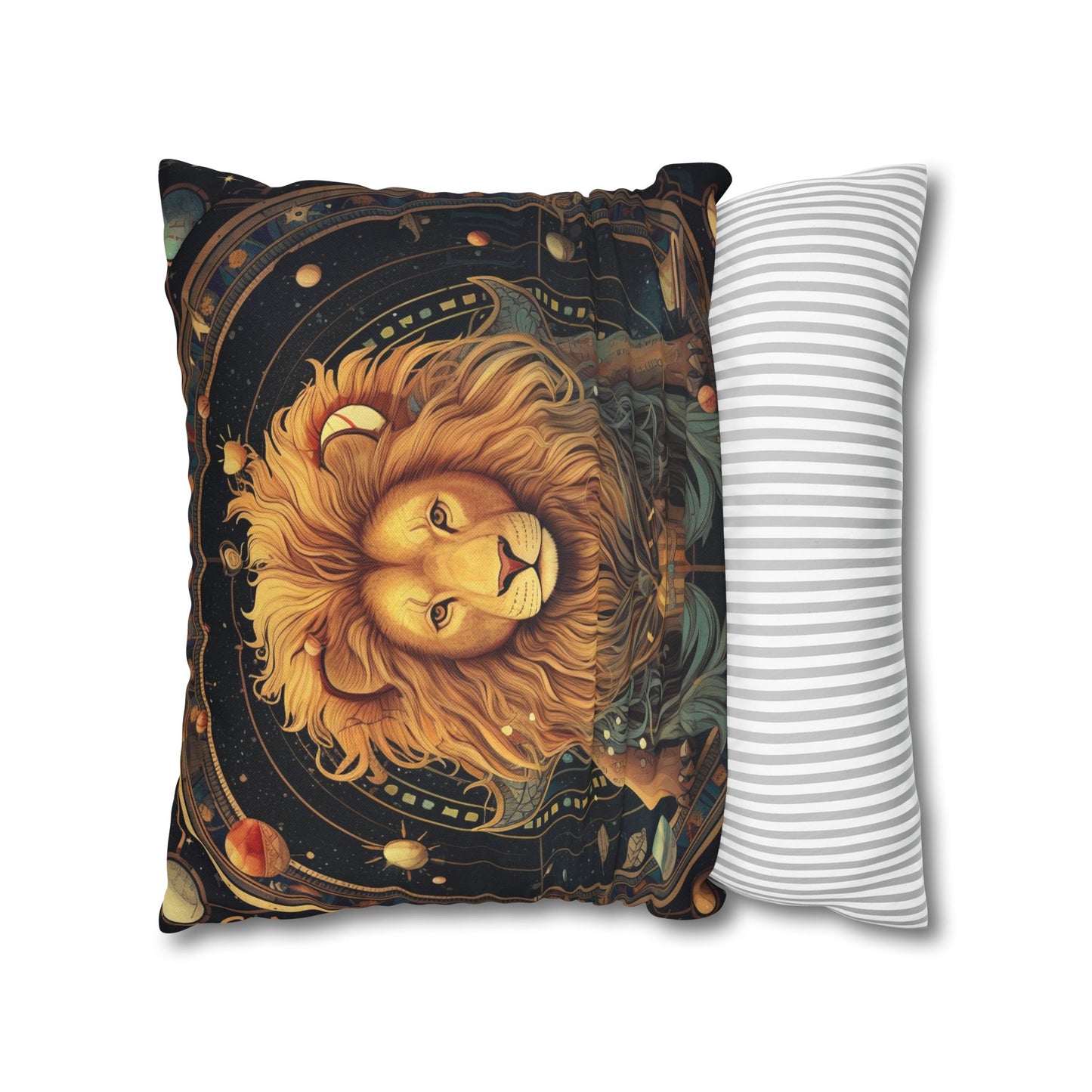 Astrological Leo Sign - Vibrant Cosmic Zodiac Astrology - Spun Polyester Square Pillow Case