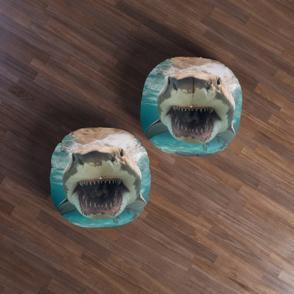 Bull Shark: River Monster Menace - Realistic Dark Water Predator - Tufted Floor Pillow, Round