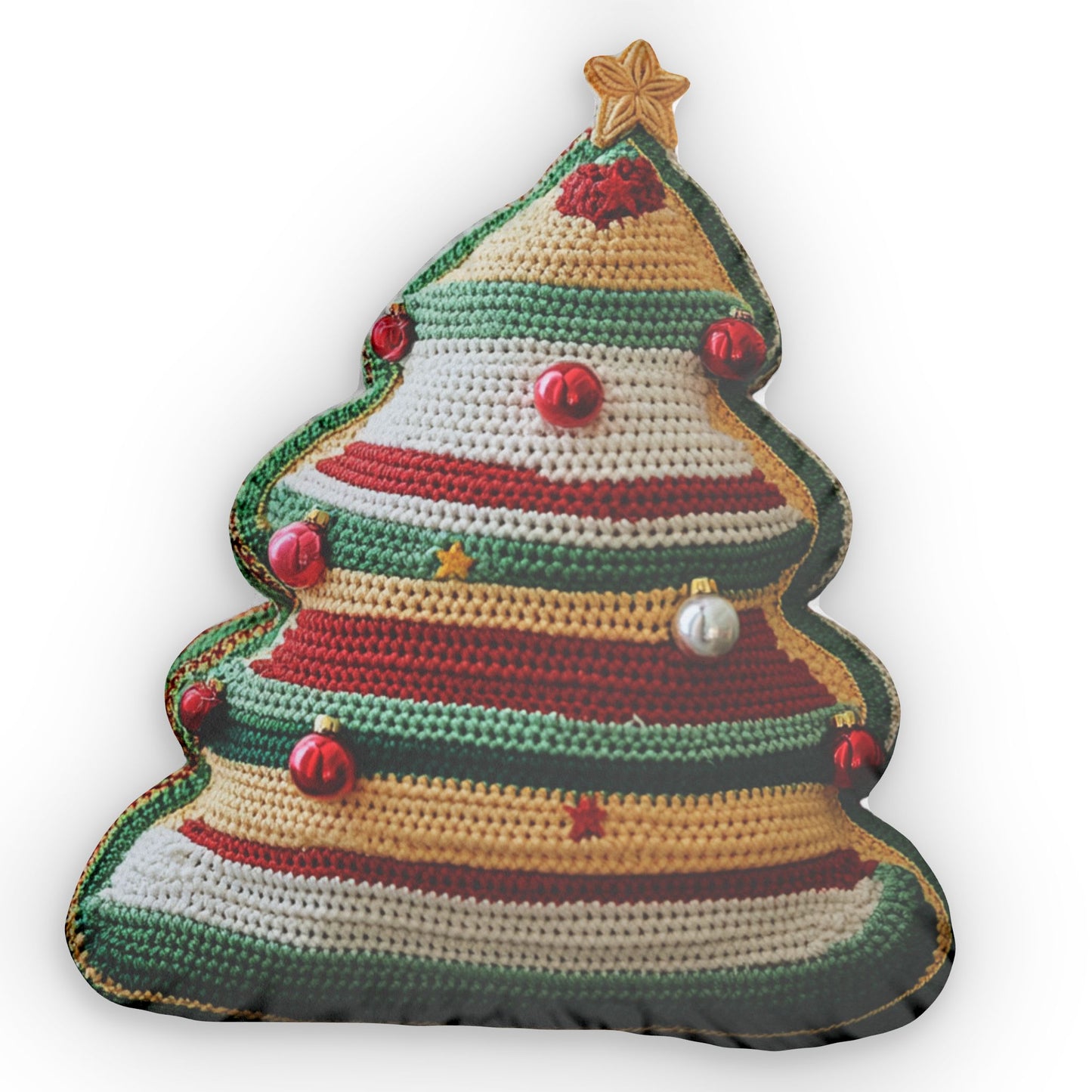 Christmas Tree Crochet Gift, Seasonal Winter Cushion, Plush Shaped Pillow