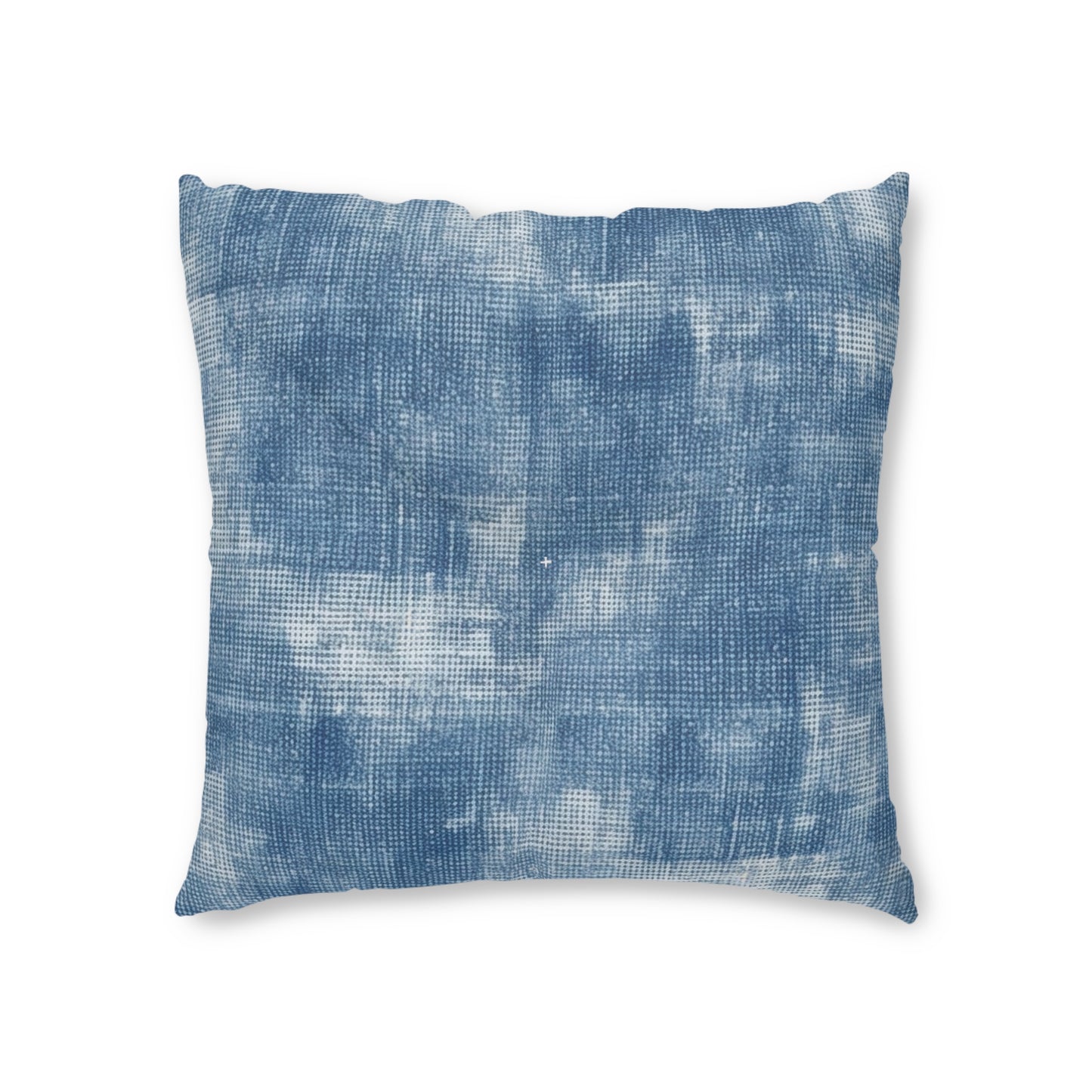 Faded Blue Washed-Out: Denim-Inspired, Style Fabric - Tufted Floor Pillow, Square