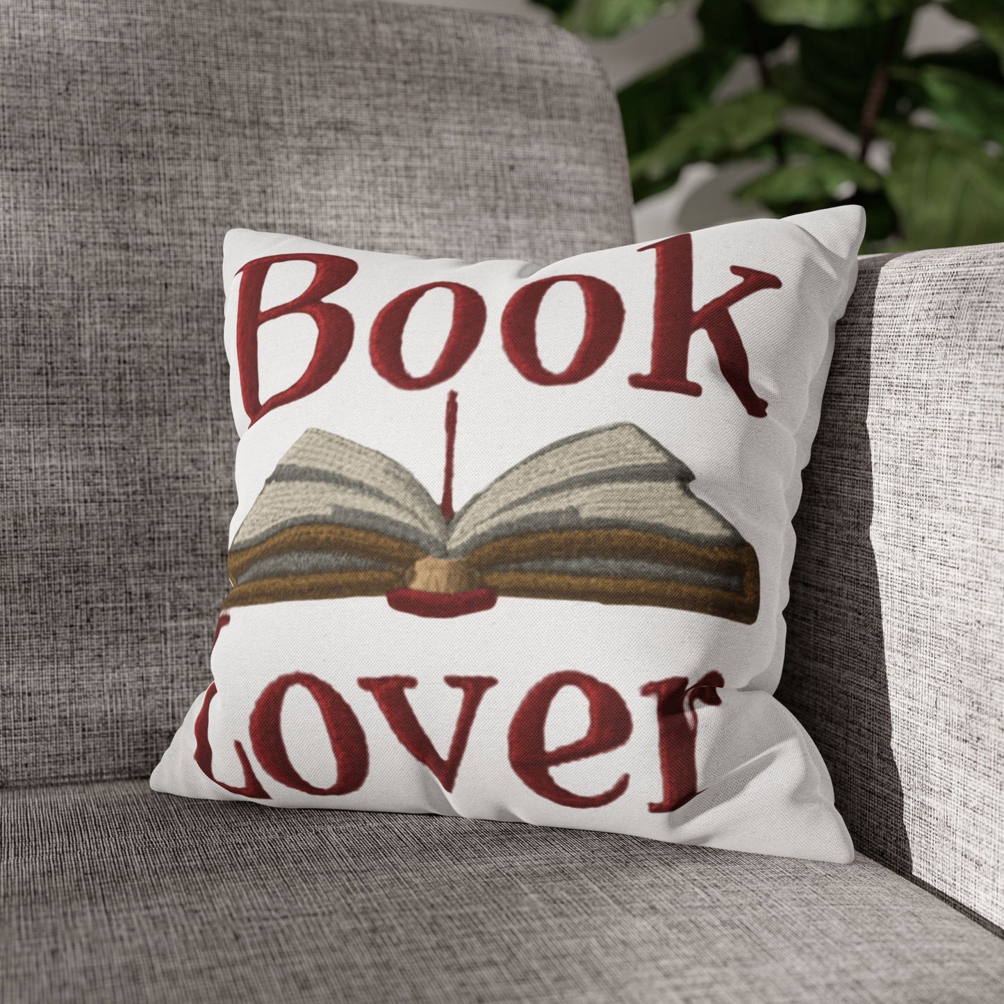 Open Book Embroidery Art: Book Lover Text for Avid Readers - Spun Polyester Square Pillow Case