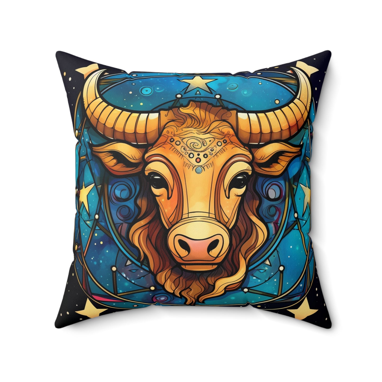 Taurus Constellation Zodiac Sign Astrology Cosmic Art - Spun Polyester Square Pillow