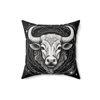 Taurus Zodiac, Earthy Bull Design, Earth Element, Spun Polyester Square Pillow