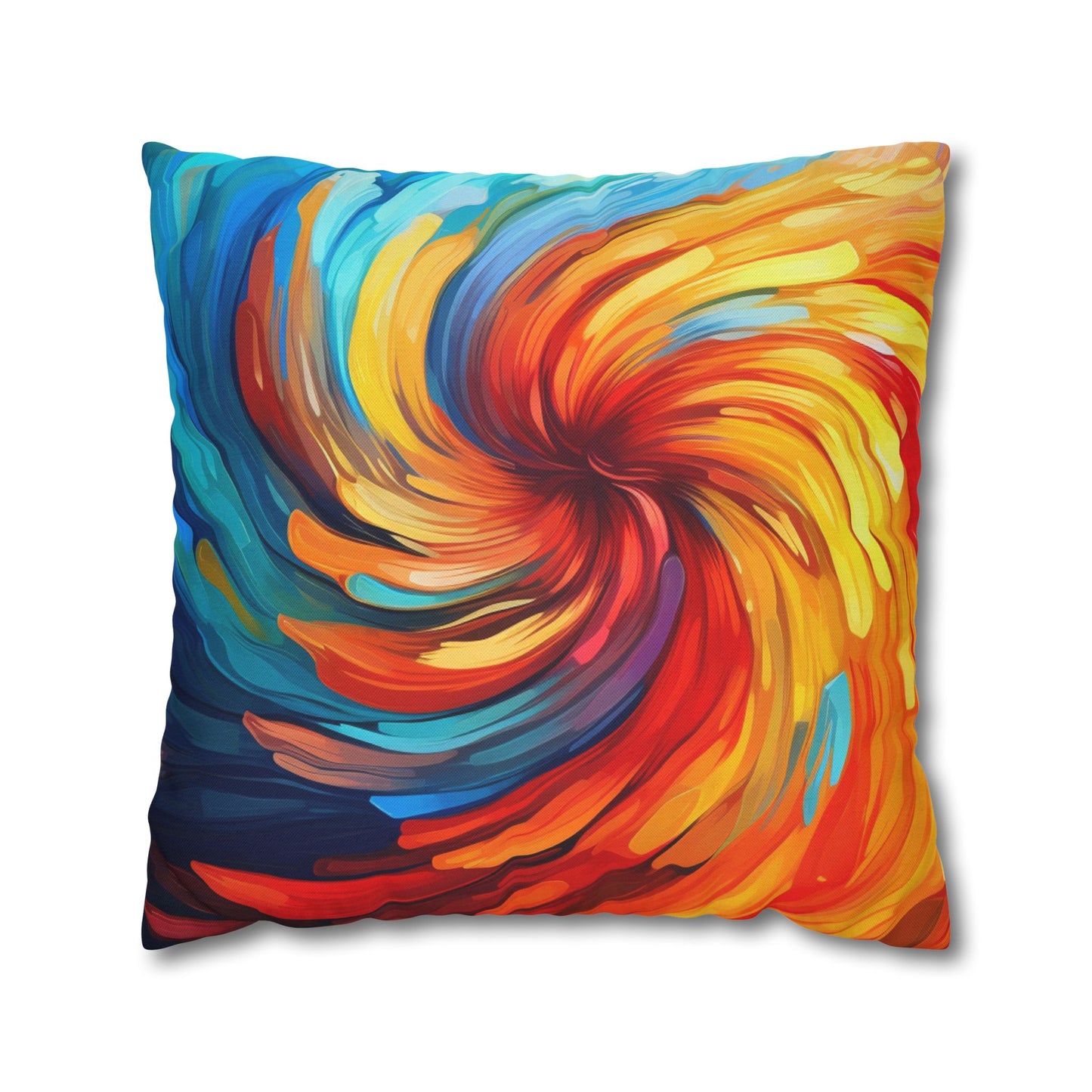 Vibrant Swirling Abstract Art - Unique and Colorful Spun Polyester Square Pillow Case