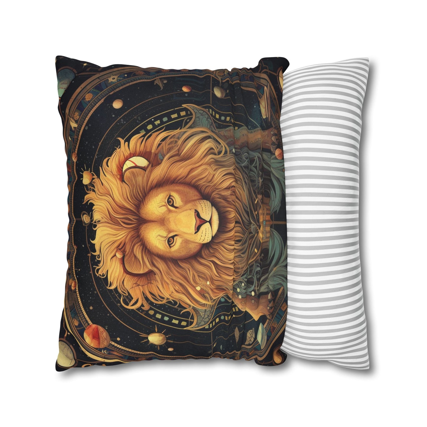 Astrological Leo Sign - Vibrant Cosmic Zodiac Astrology - Spun Polyester Square Pillow Case