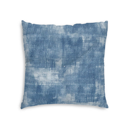 Faded Blue Washed-Out: Denim-Inspired, Style Fabric - Tufted Floor Pillow, Square