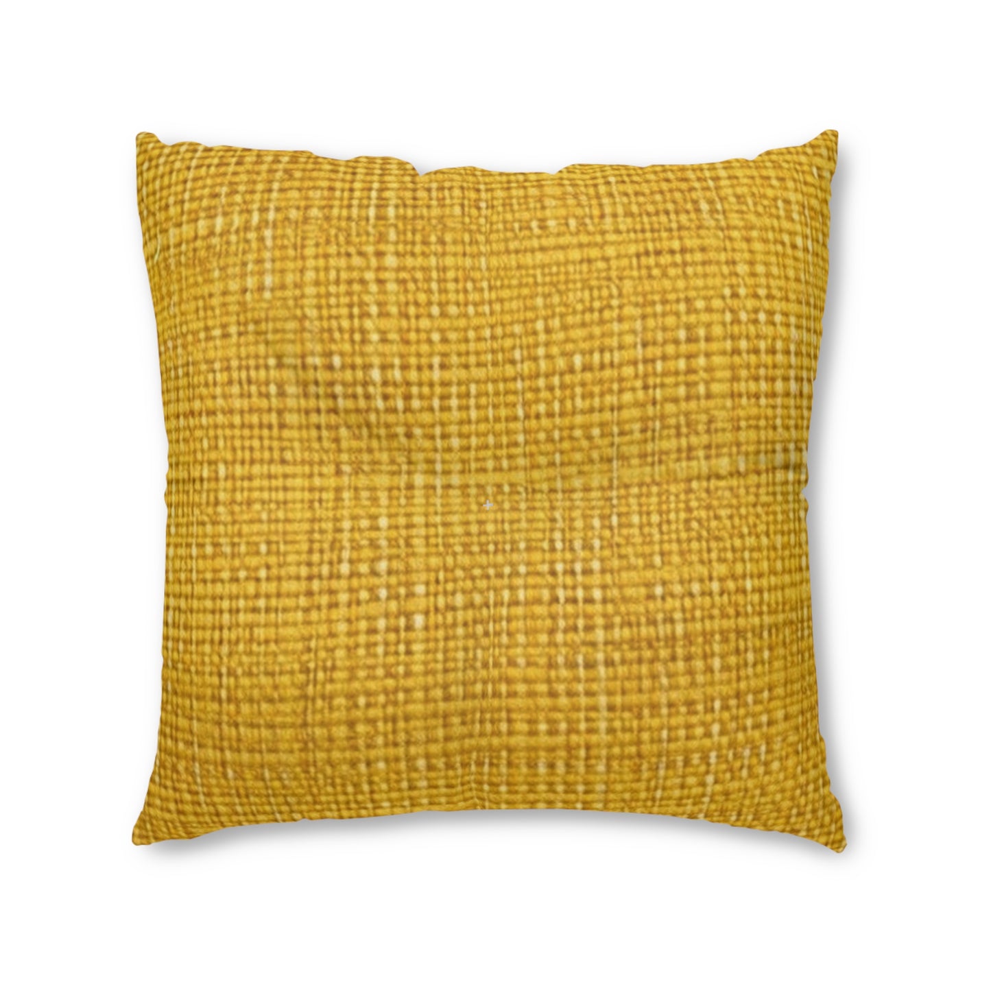 Radiant Sunny Yellow: Denim-Inspired Summer Fabric - Tufted Floor Pillow, Square