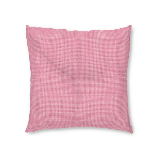 Pastel Rose Pink: Denim-Inspired, Refreshing Fabric Design - Tufted Floor Pillow, Square