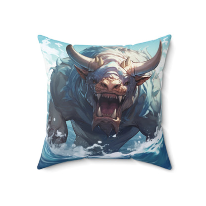 Bull Shark Fusion: Water Fantasy - Hybrid Ocean Marine Animal - Spun Polyester Square Pillow