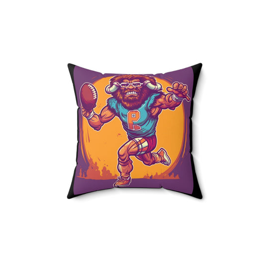 American Football Baffalo Bison Game Sport Graphic Spun Polyester Square Pillow