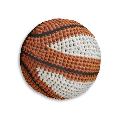 Home Basketball Shaped Hooked Pillow - Assembled and Shipped From USA - Tufted Floor Pillow, Round