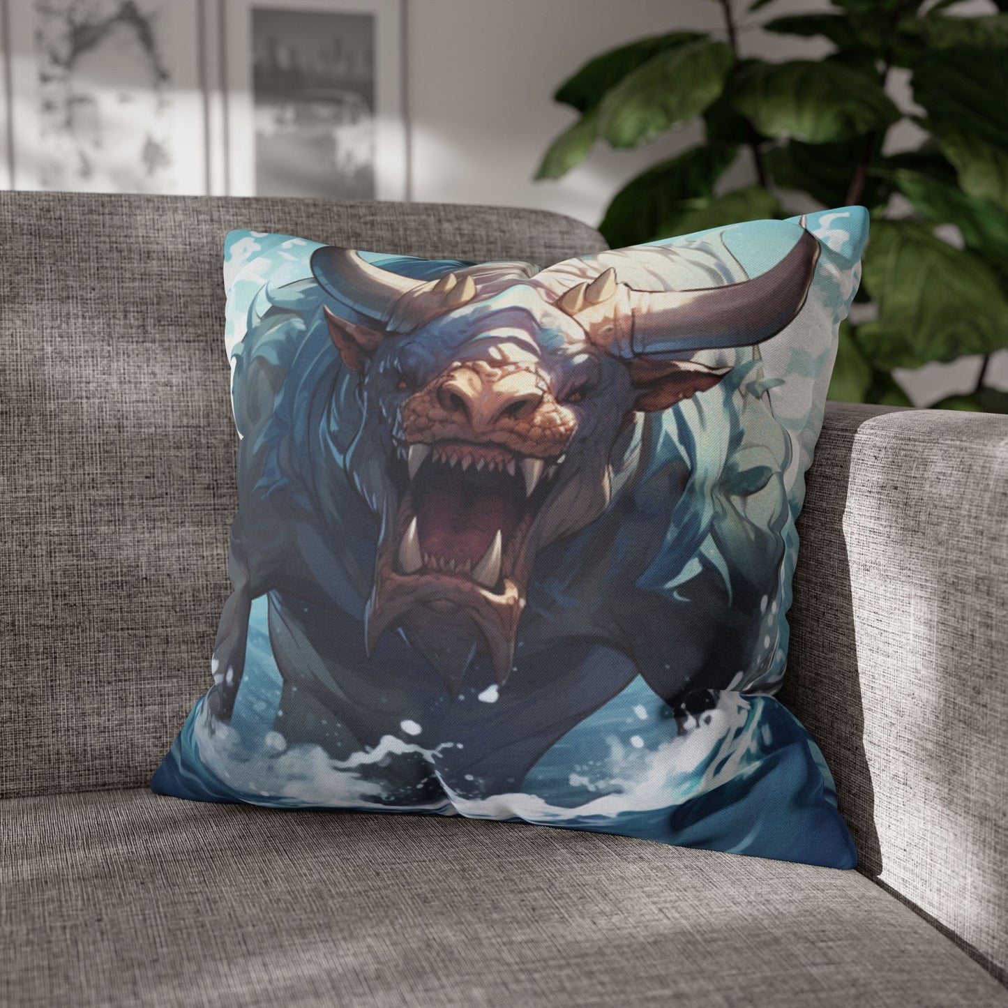 Bull Shark Fusion: Water Fantasy - Hybrid Ocean Marine Animal - Spun Polyester Square Pillow Case