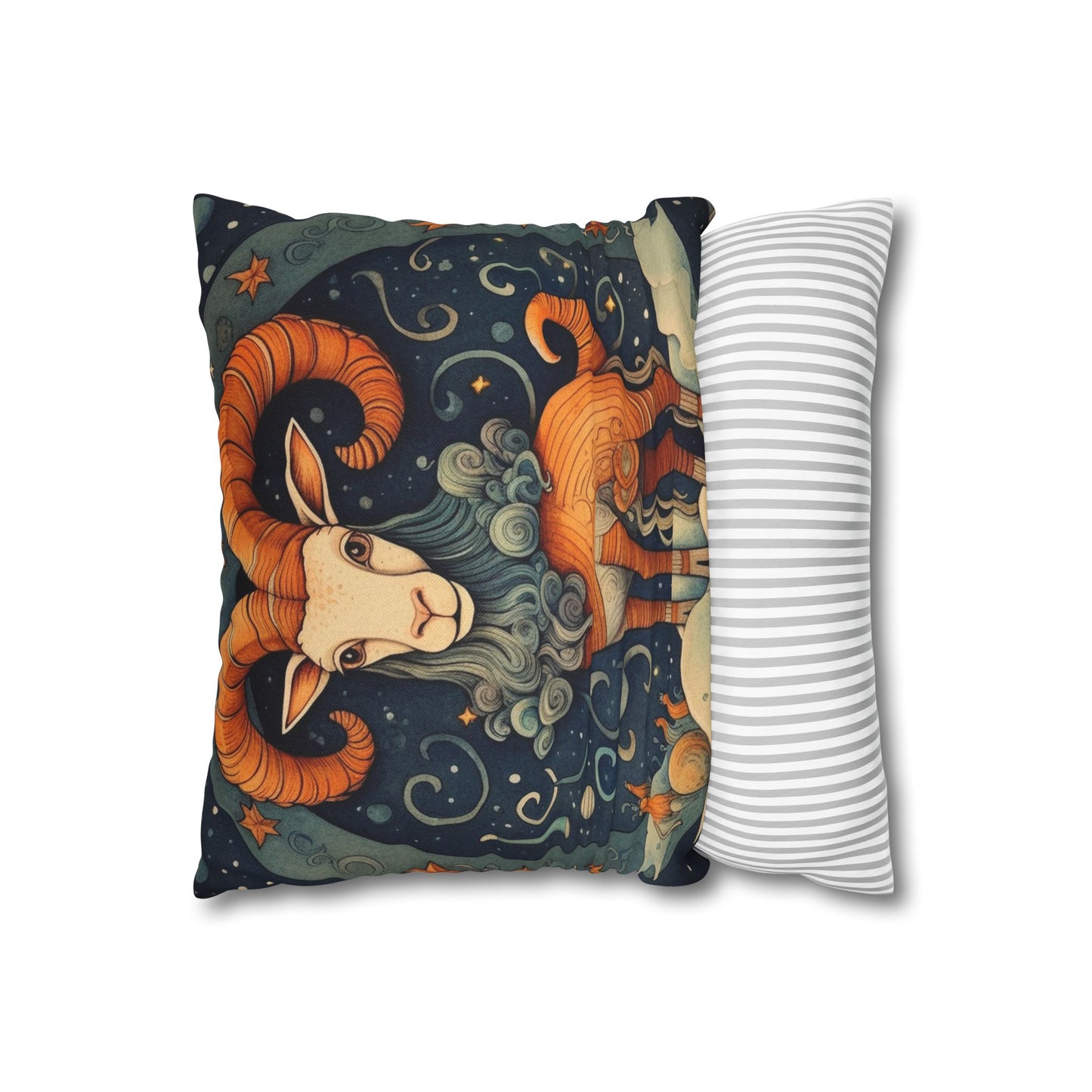 Capricorn Zodiac Children's Book Style Humorous Design - Spun Polyester Square Pillow Case