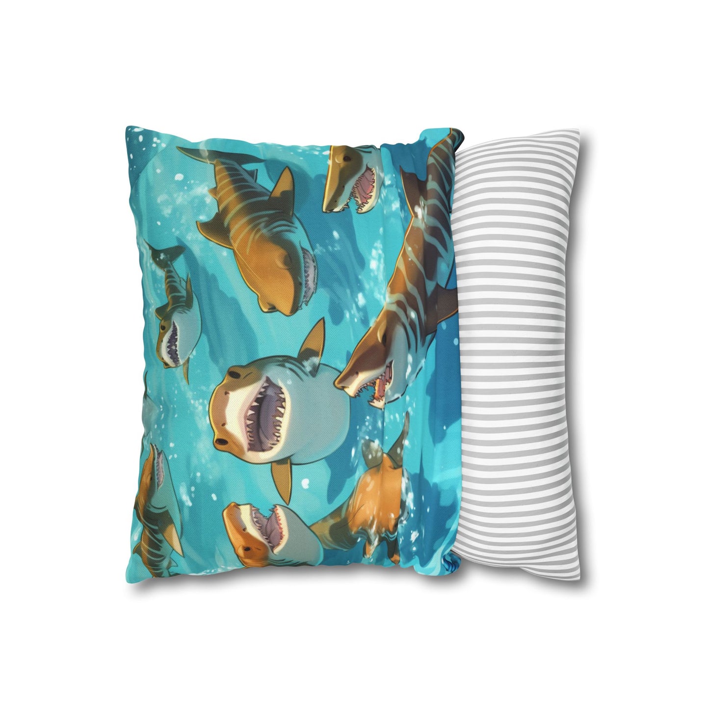 Tiger Shark: Ocean Marine Wildlife - Underwater - Spun Polyester Square Pillow Case