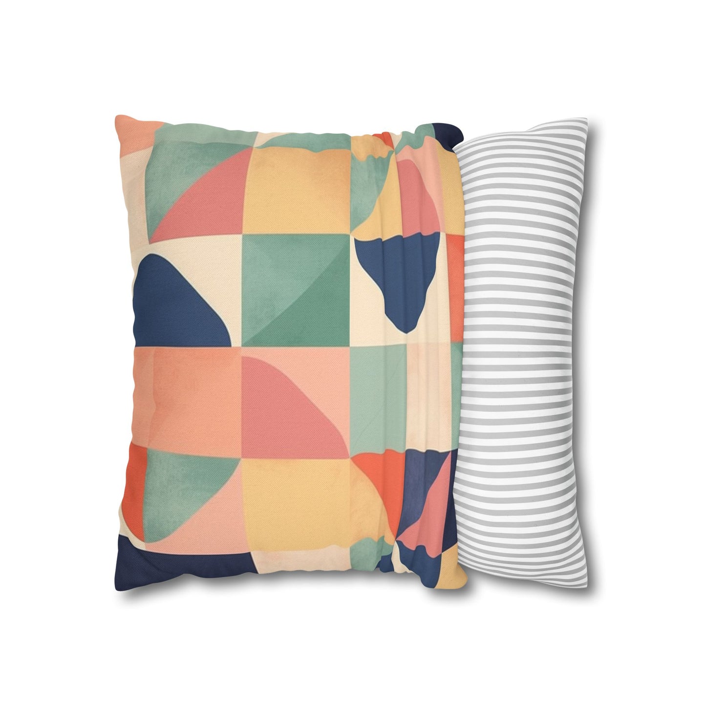 Minimalist Geometric Shapes - Pastel Decor Design Spun Polyester Square Pillow Case