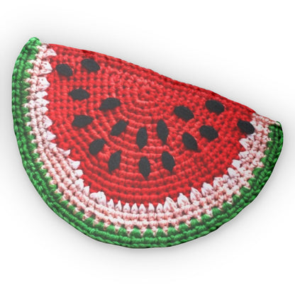 Home Watermelon Slice Shaped Hooked Pillow, Crochet Plush Gift