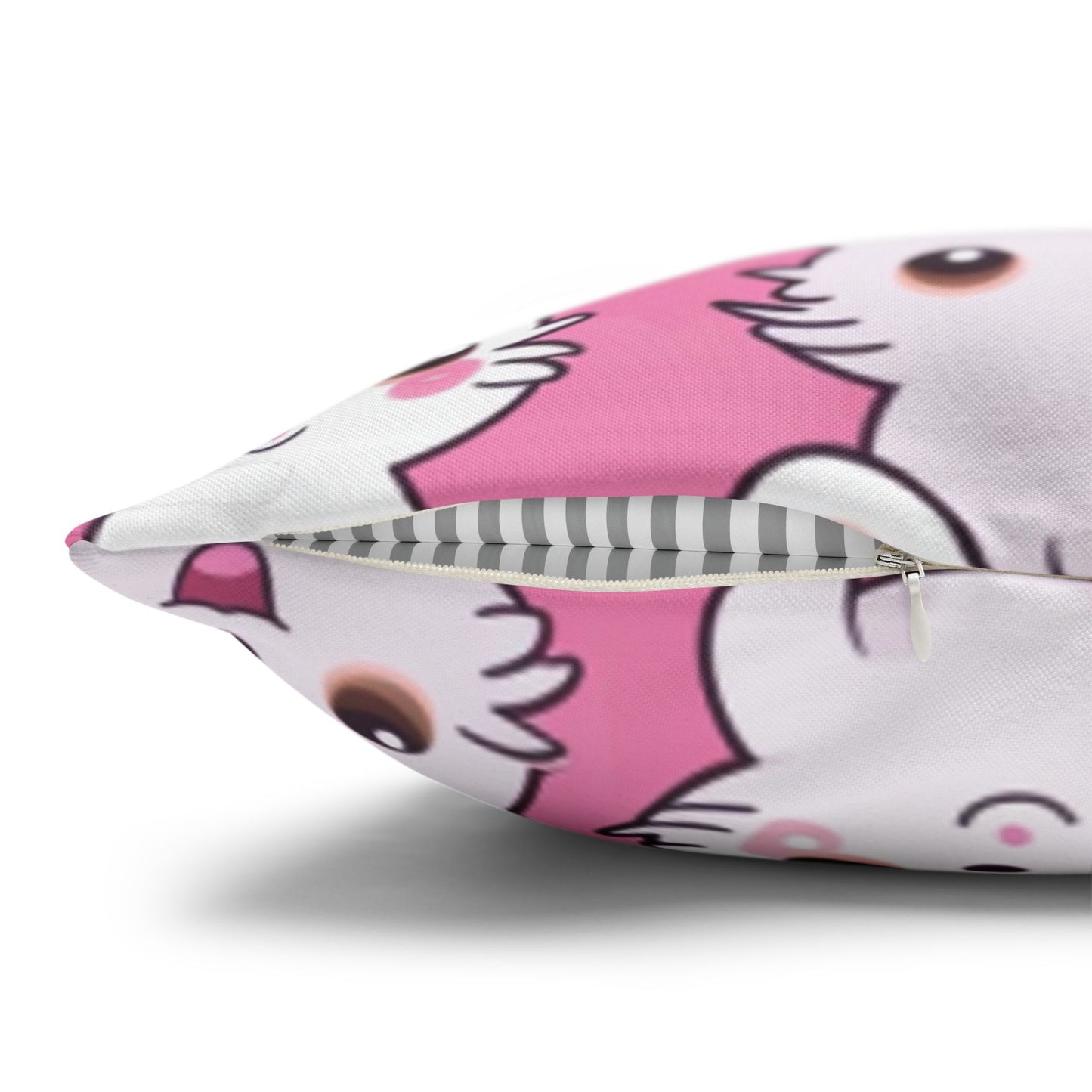 Adorable Cartoon-Style Anime Kitten, Cat, Kitty Pattern - Cute and Colorful - Spun Polyester Square Pillow Case