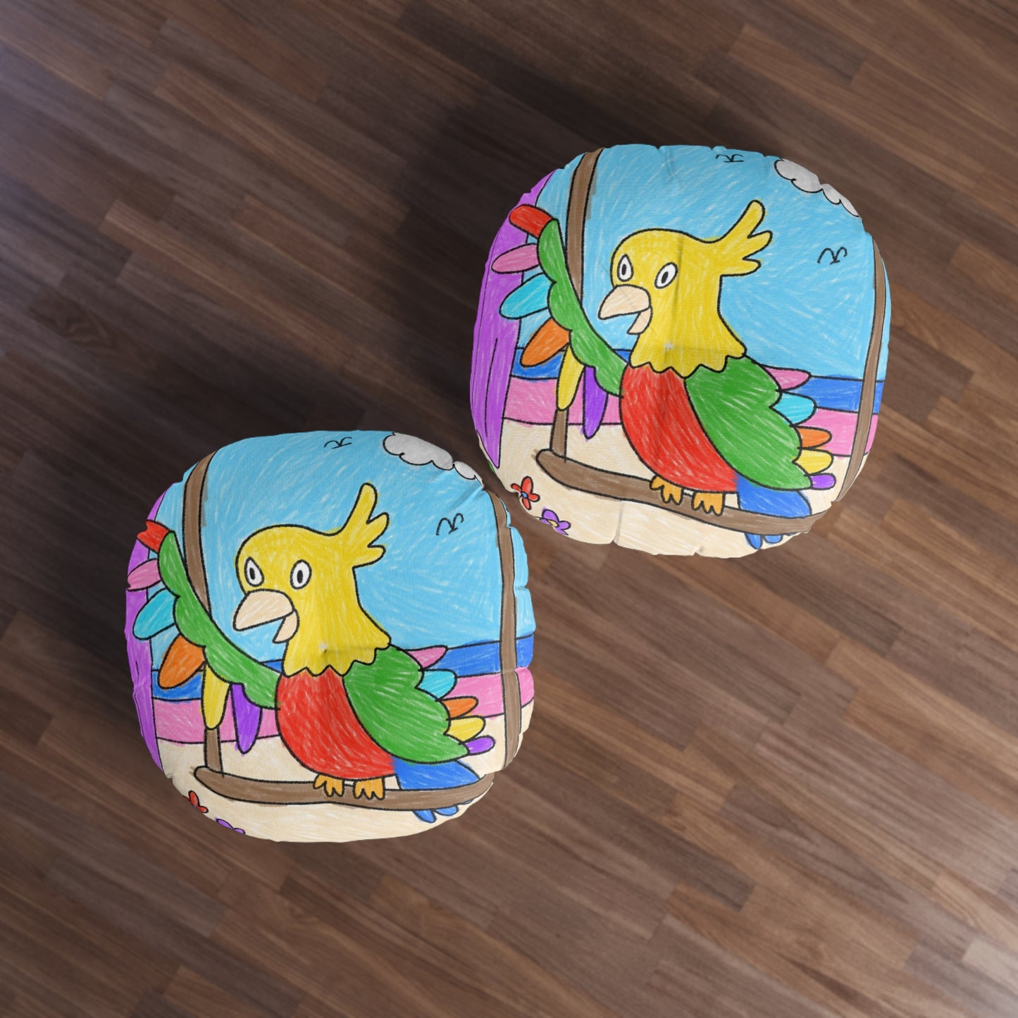 Animal Lover Parrot Perfect Gift for Parrot Owners Tufted Floor Pillow, Round