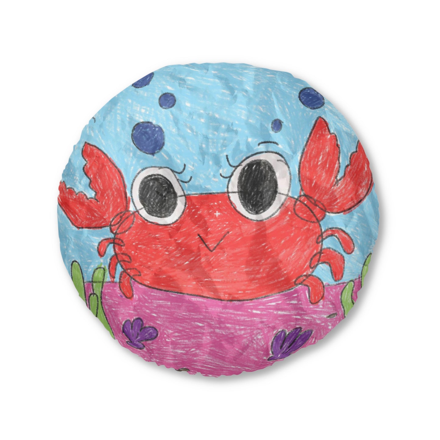 Lobster Crab Graphic Sea Lovers Tufted Floor Pillow, Round