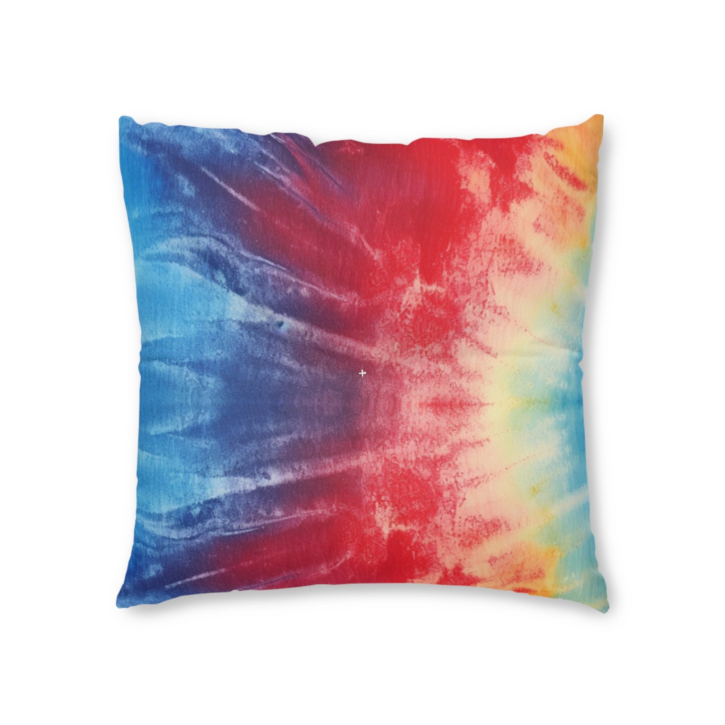 Rainbow Tie-Dye Denim: Vibrant Multi-Color, Fabric Design Spectacle - Tufted Floor Pillow, Square