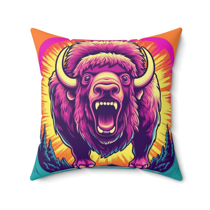 Buffalo American Bison Graphic USA Style Spun Polyester Square Pillow