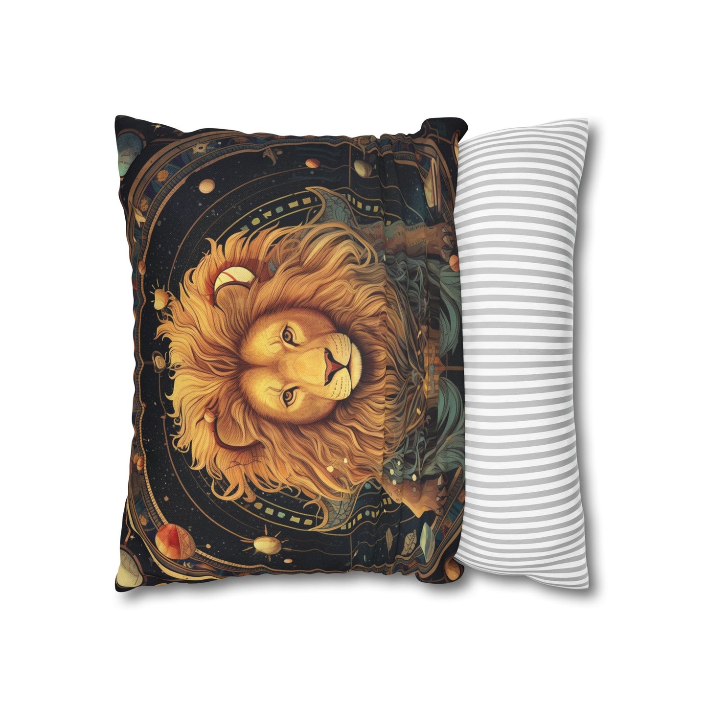 Astrological Leo Sign - Vibrant Cosmic Zodiac Astrology - Spun Polyester Square Pillow Case