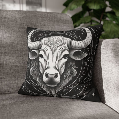 Taurus Sign Spun Polyester Square Pillow Case, Indoor, Double Sided