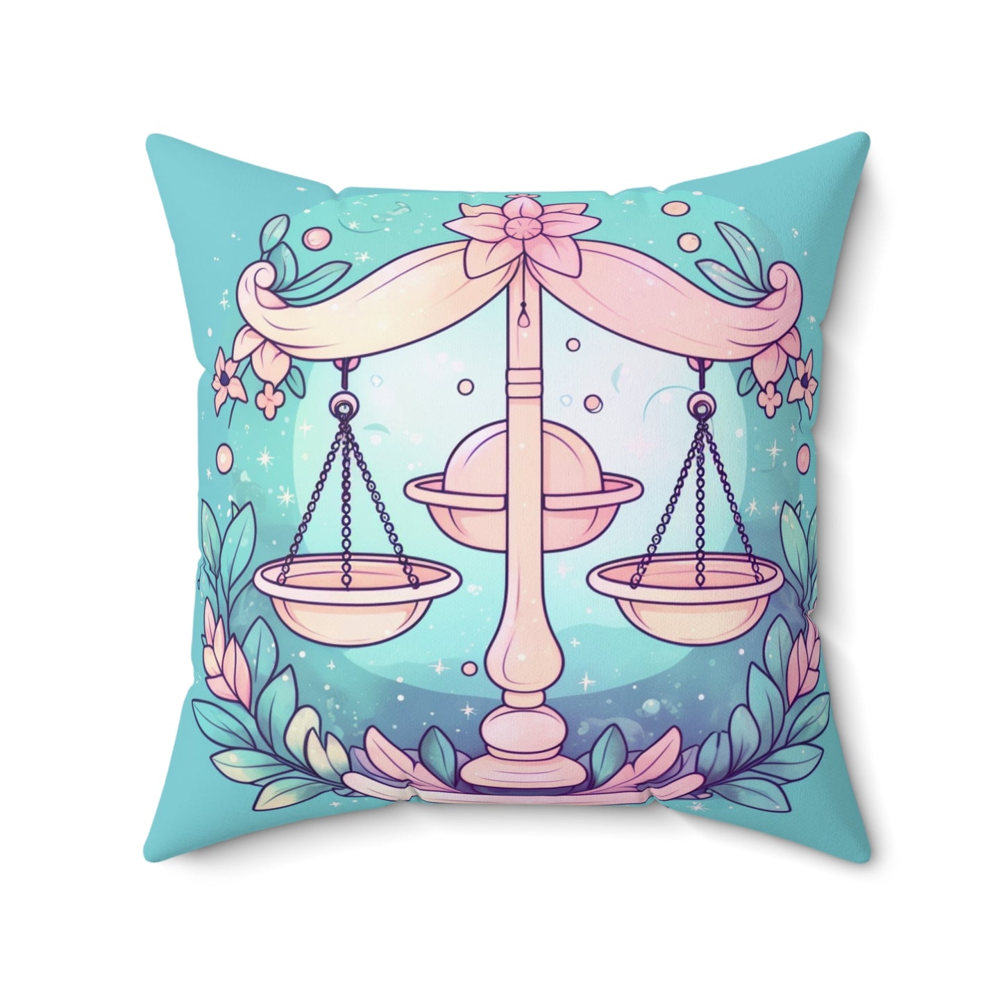 Libra Astrology - Soft Lighting & Pastel Zodiac Sign Symbol - Spun Polyester Square Pillow