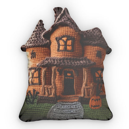 Crochet Haunted House, Halloween Gift, Plush Shaped Pillow