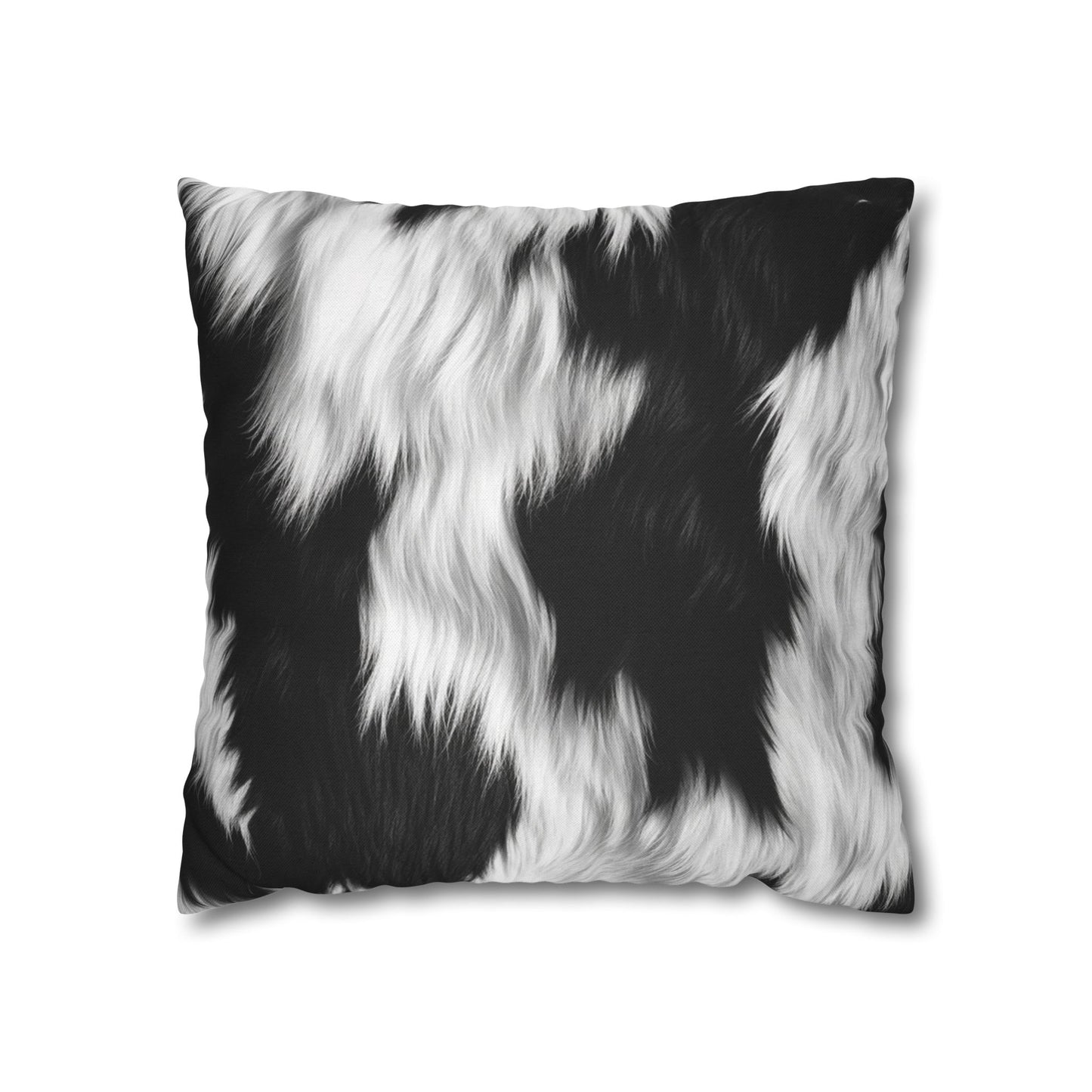 Cowhide on Hair Leather - Black and White - Designer Style - Spun Polyester Square Pillow Case