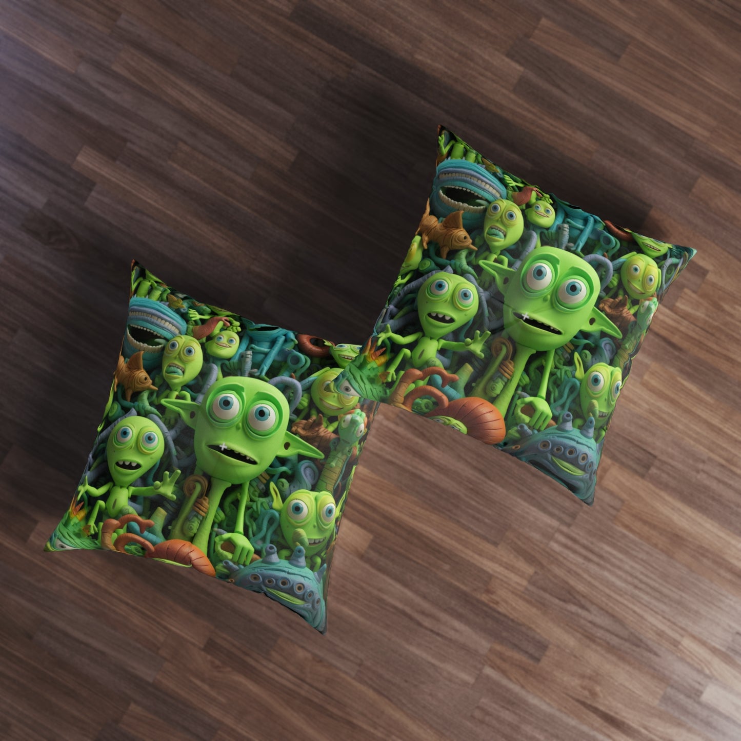 Toy Alien Story Space Character Galactic UFO Anime Cartoon - Tufted Floor Pillow, Square