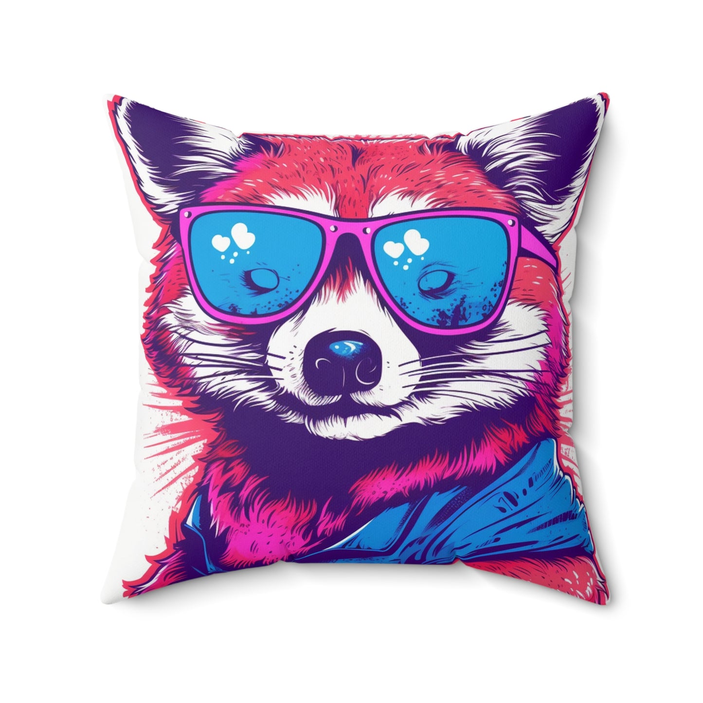 Red Panda Stylish Animal Culture Graphic Spun Polyester Square Pillow