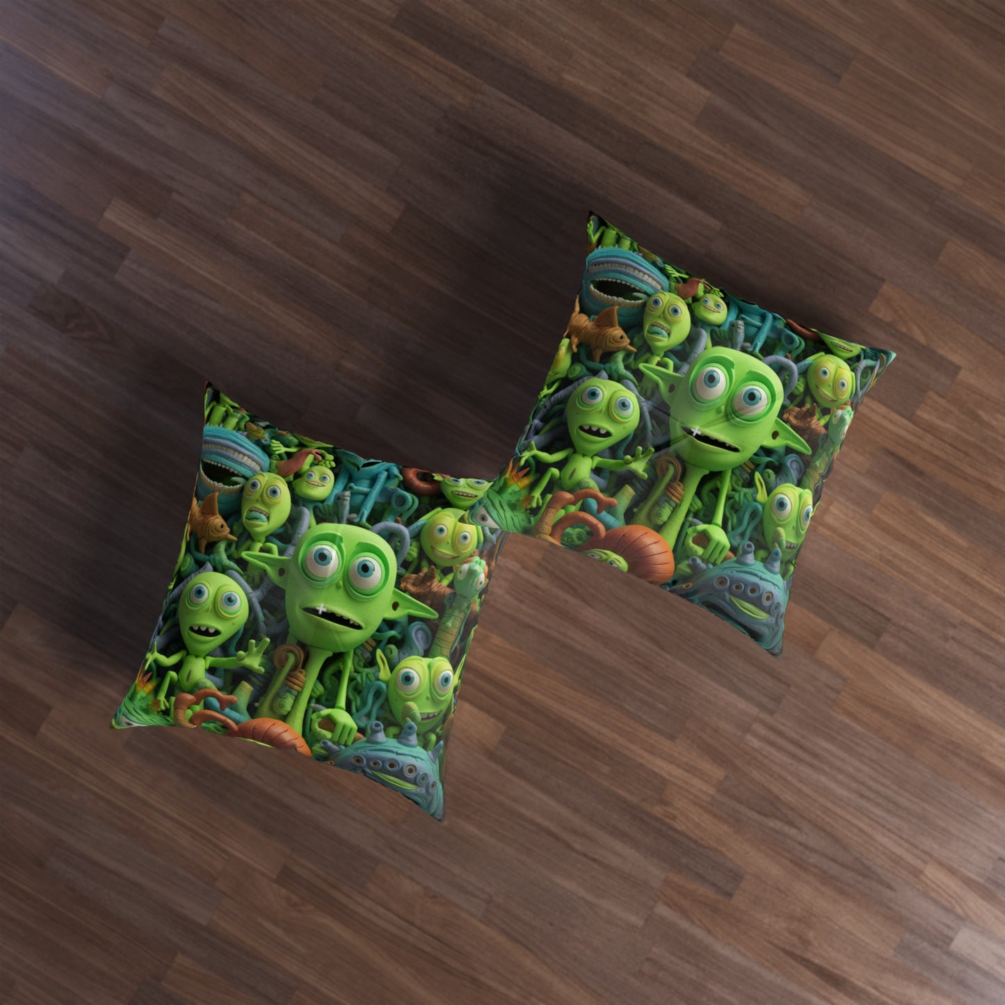 Toy Alien Story Space Character Galactic UFO Anime Cartoon - Tufted Floor Pillow, Square