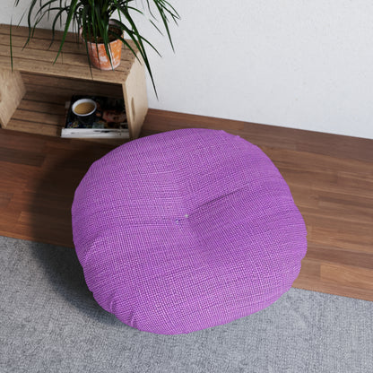 Hyper Iris Orchid Red: Denim-Inspired, Bold Style - Tufted Floor Pillow, Round