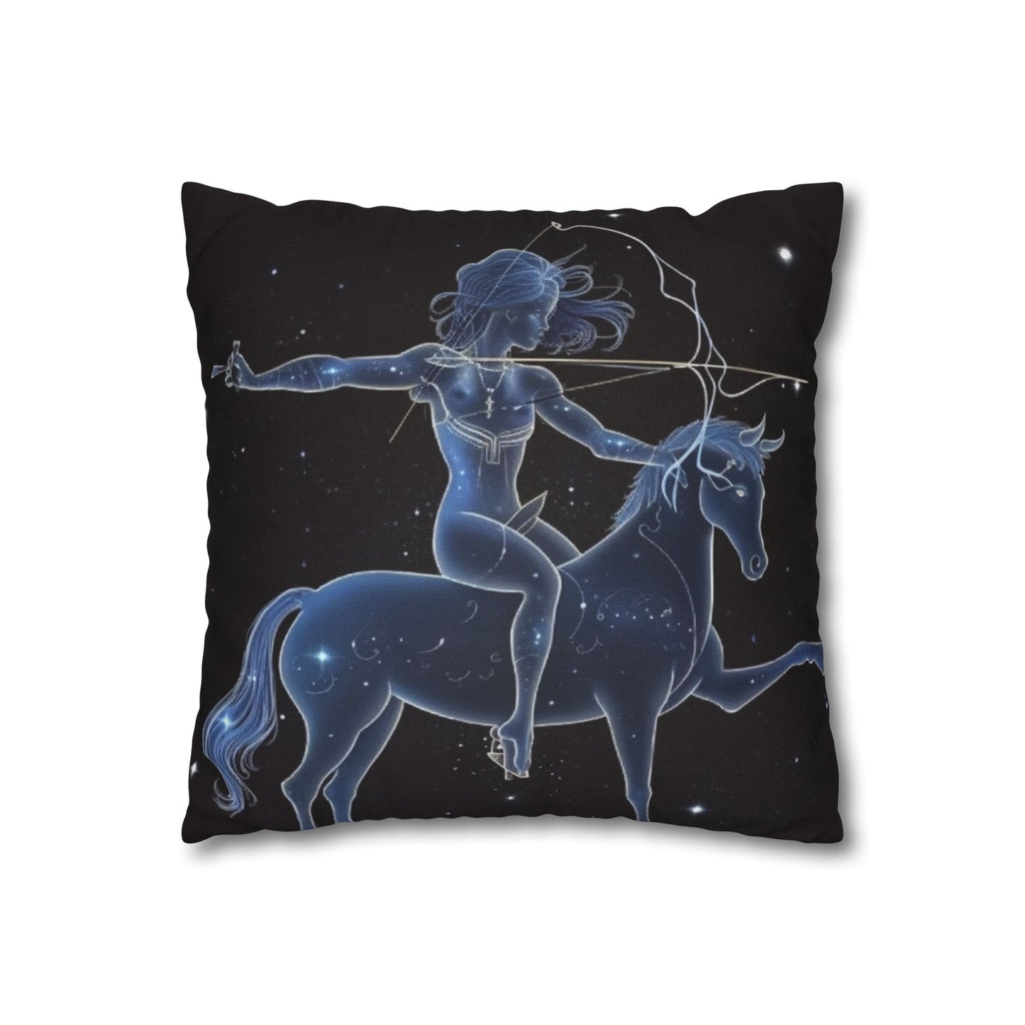 Sagittarius Zodiac in Starlit Universe - Fluorescent Colors - Spun Polyester Square Pillow Case