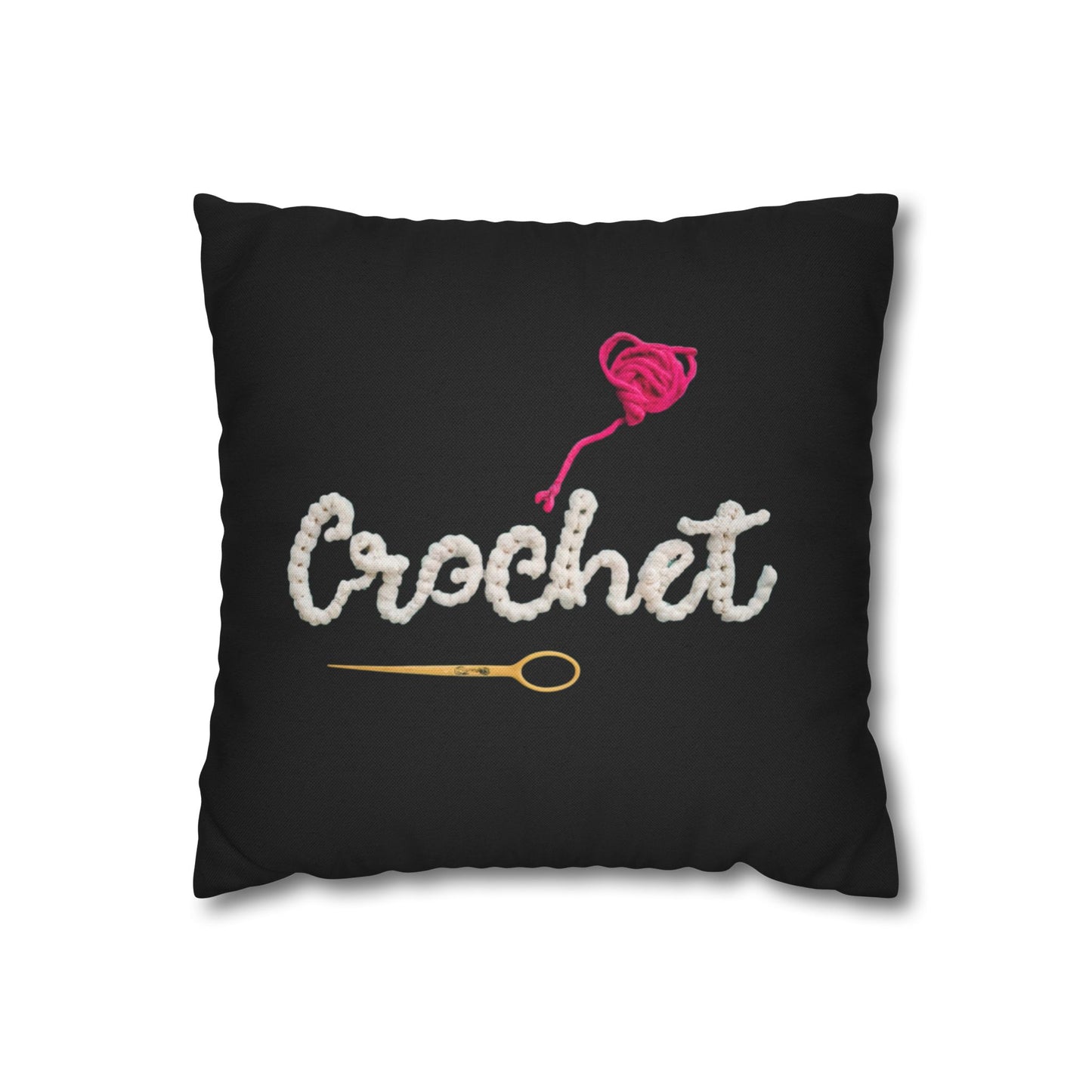 Crochet Love Gift - Heartfelt Fabric Fashion Collector Style - Spun Polyester Square Pillow Case