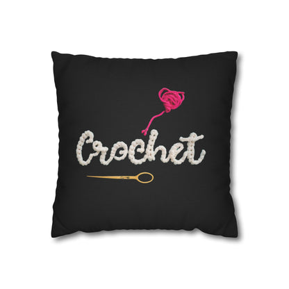 Crochet Love Gift - Heartfelt Fabric Fashion Collector Style - Spun Polyester Square Pillow Case