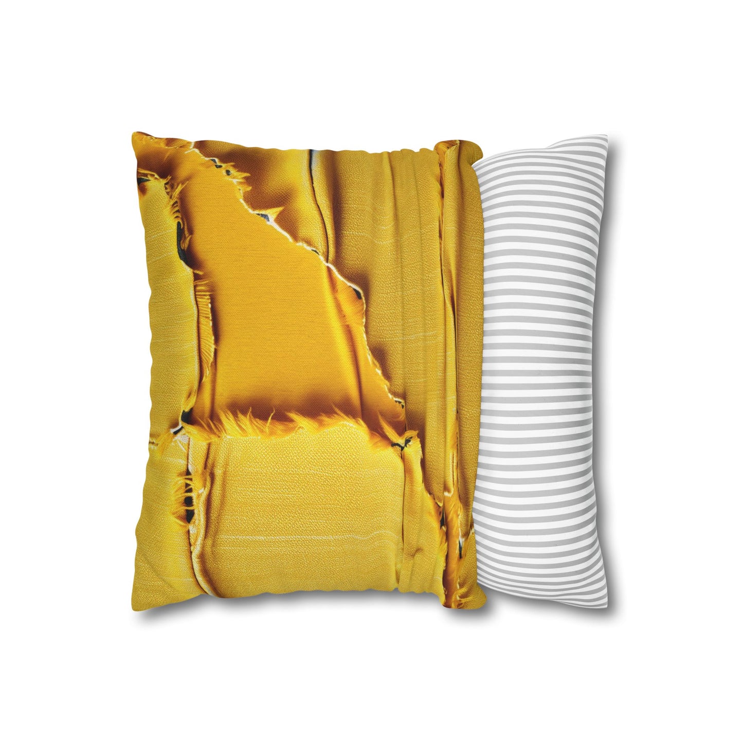 Banana Yellow Lemon: Bold Distressed, Denim-Inspired Fabric - Spun Polyester Square Pillow Case