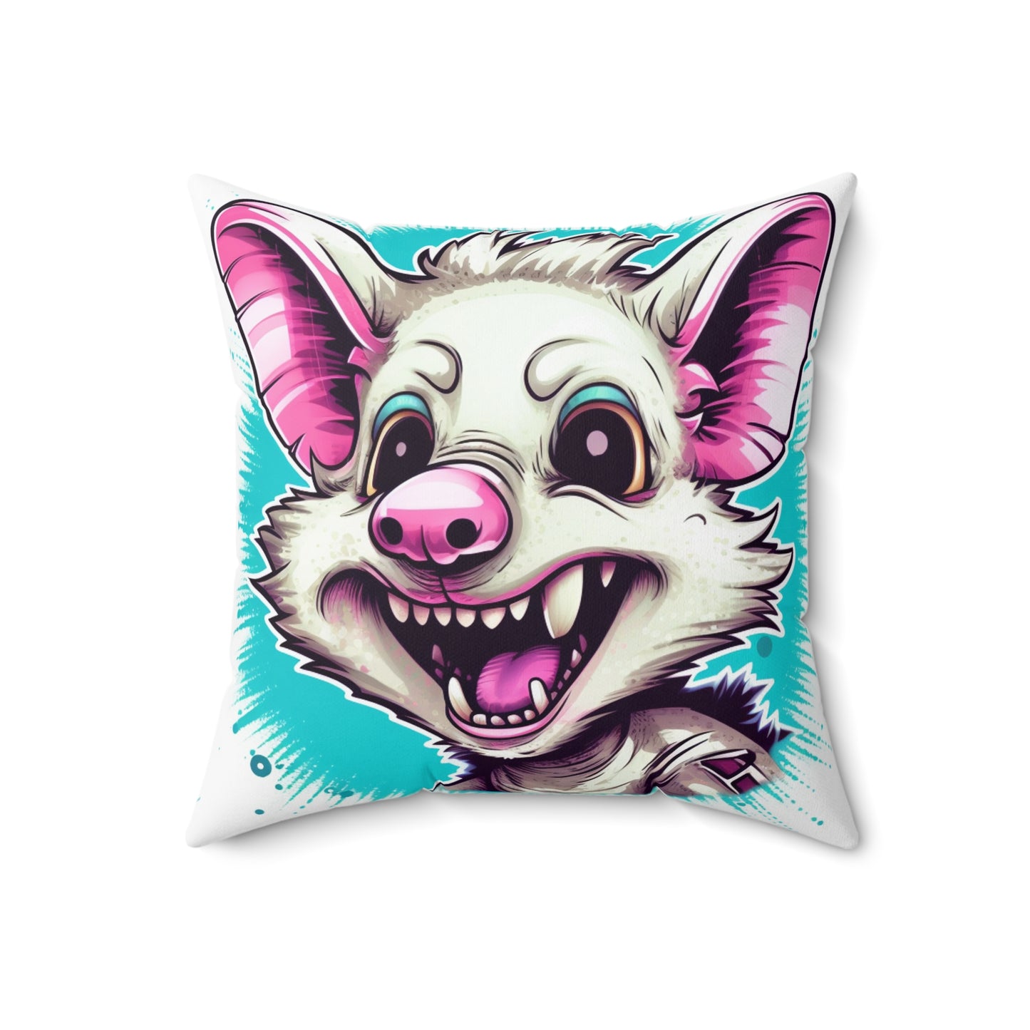 Animated Opossum Retro Anime Fun Graphic Spun Polyester Square Pillow