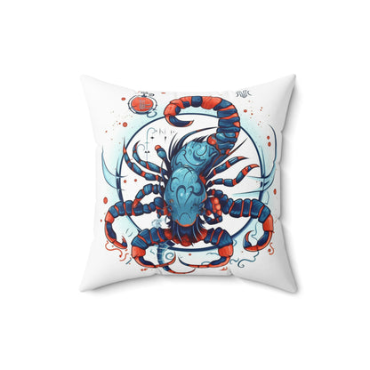 Cute Scorpio Zodiac Sign - Big Claws, Long Tail Cosmic Astrology Symbol - Spun Polyester Square Pillow