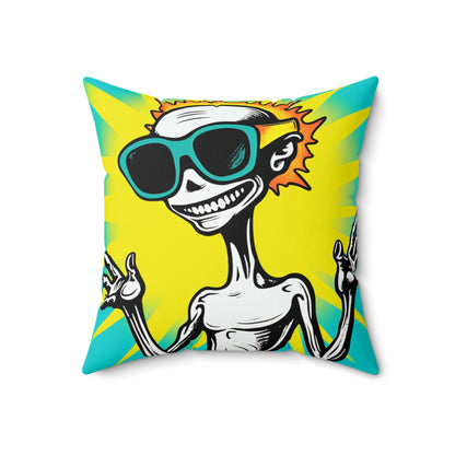 Designer Alien Summer Style Spun Polyester Square Pillow