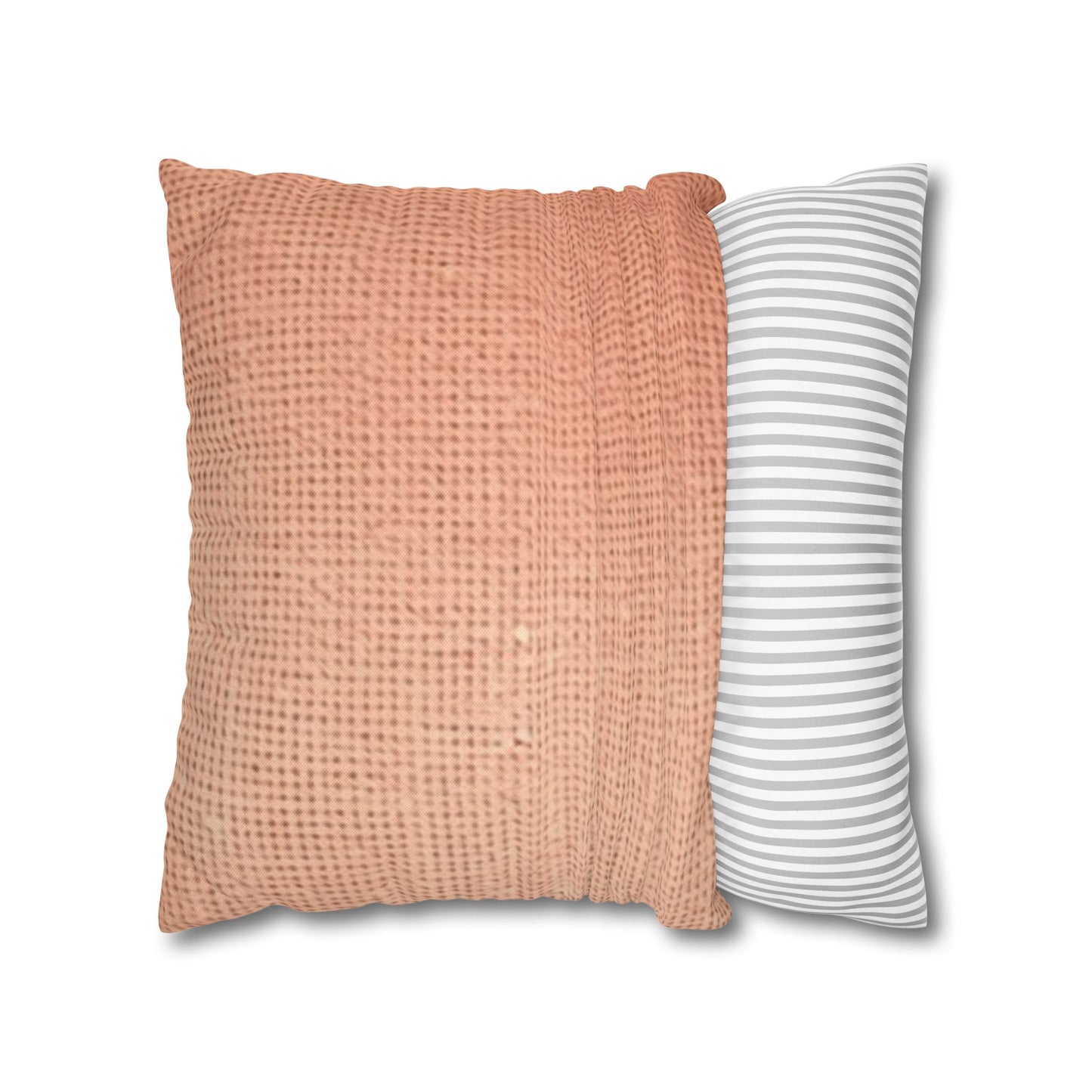 Soft Pink-Orange Peach: Denim-Inspired, Lush Fabric - Spun Polyester Square Pillow Case