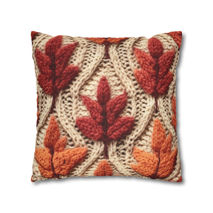 Crochet Fall Leaves: Harvest Rustic Design - Golden Browns -Woodland Maple Magic - Spun Polyester Square Pillow Case