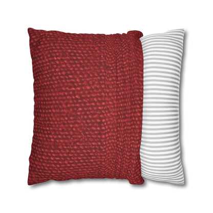 Bold Ruby Red: Denim-Inspired, Passionate Fabric Style - Spun Polyester Square Pillow Case