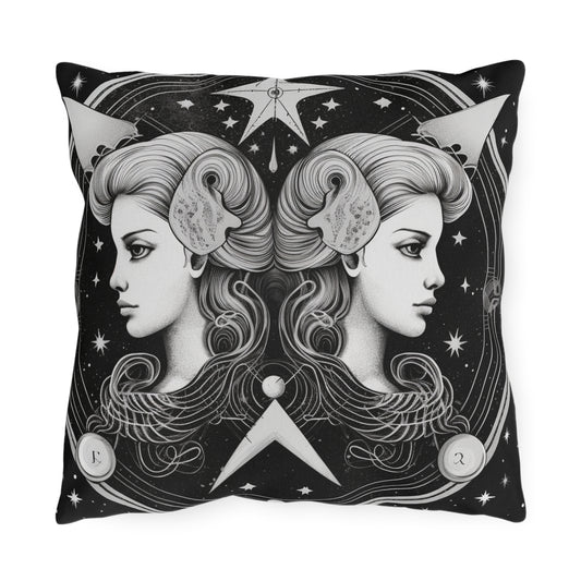 Gemini Zodiac UV-Resistant Outdoor Pillow, Water-Resistant, Spun Polyester